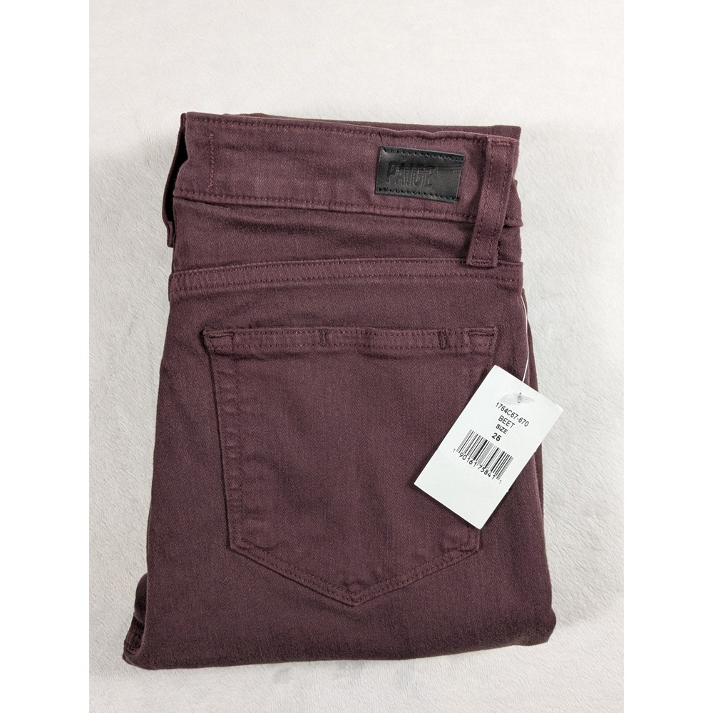 NWT PAIGE Verdugo Ankle Jeans Beet Burgundy Slim Fit Mid Rise 26x28‎